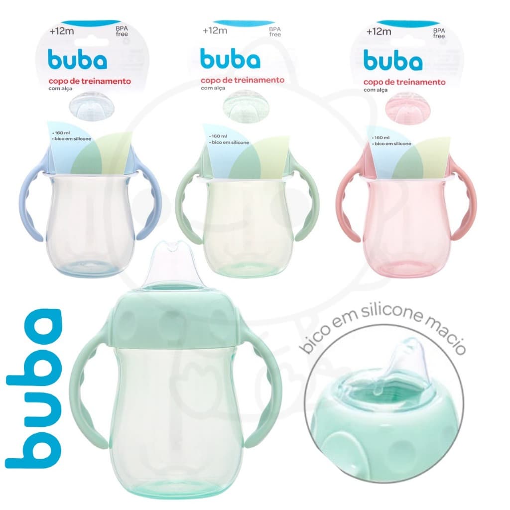 Copo De Treinamento buba Com Alça Buba 160ml rosa azul verde Copinho buba