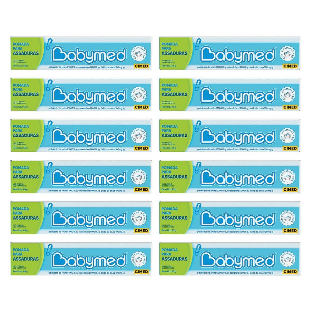 Kit 12 Pomadas Para Prevenção De Assaduras Babymed Azul 45g