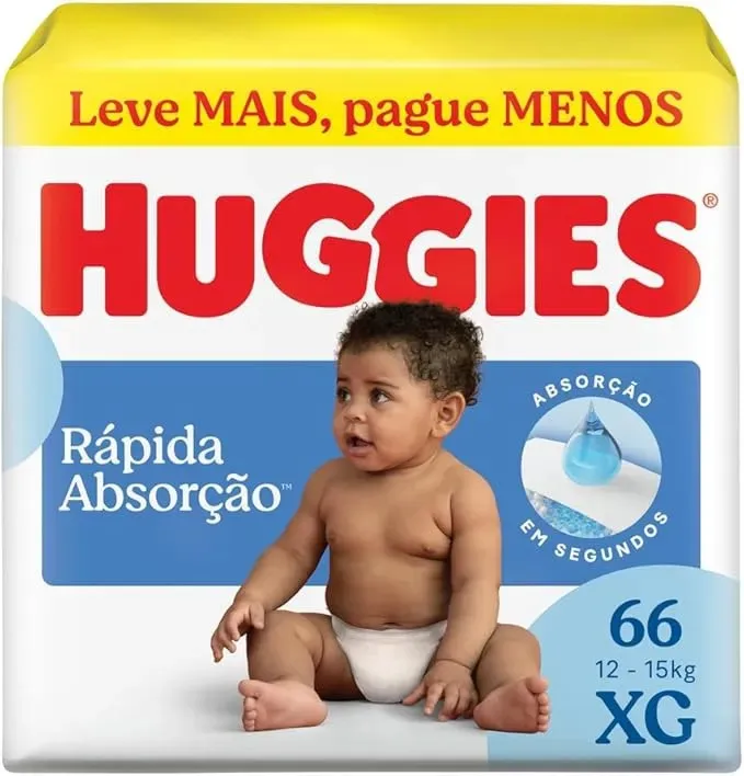 Huggies Fralda Descartável Rápida Absorção XG - 66 Un