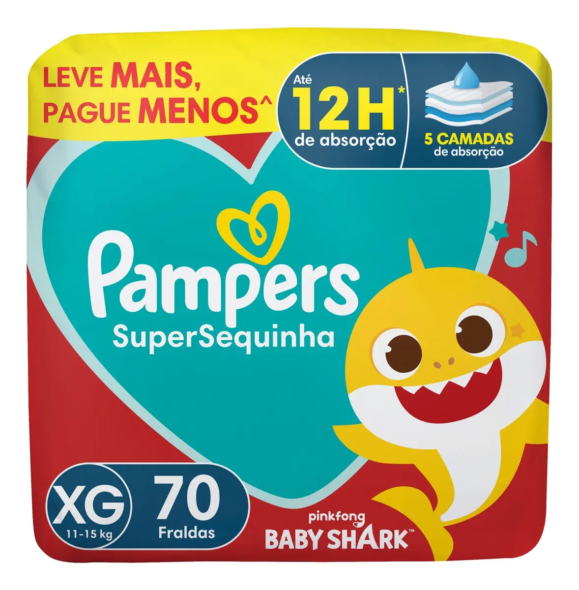 Fralda Descartável Pampers Supersequinha Tamanho XG 70 Unidades