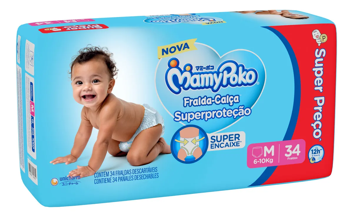 Fralda Calça Mamy Poko Superproteção Jumbo M 34 Unidades