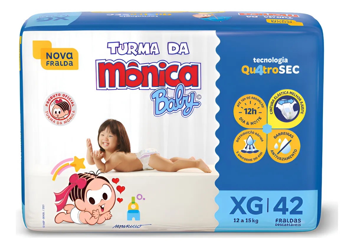 Fralda Turma Da Monica Baby Mega Xg 42 Unidades Xg Sem Gênero