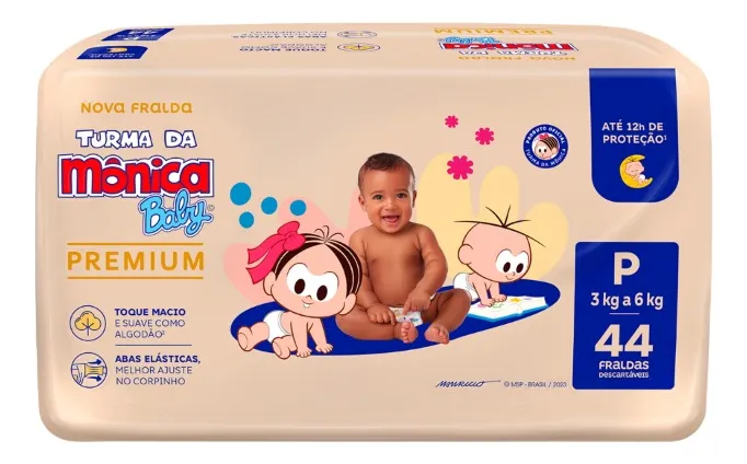 Fralda Turma Da Mônica Baby Premium Econômica P - 44 Unid Gênero Sem gênero Tamanho Pequeno (P)