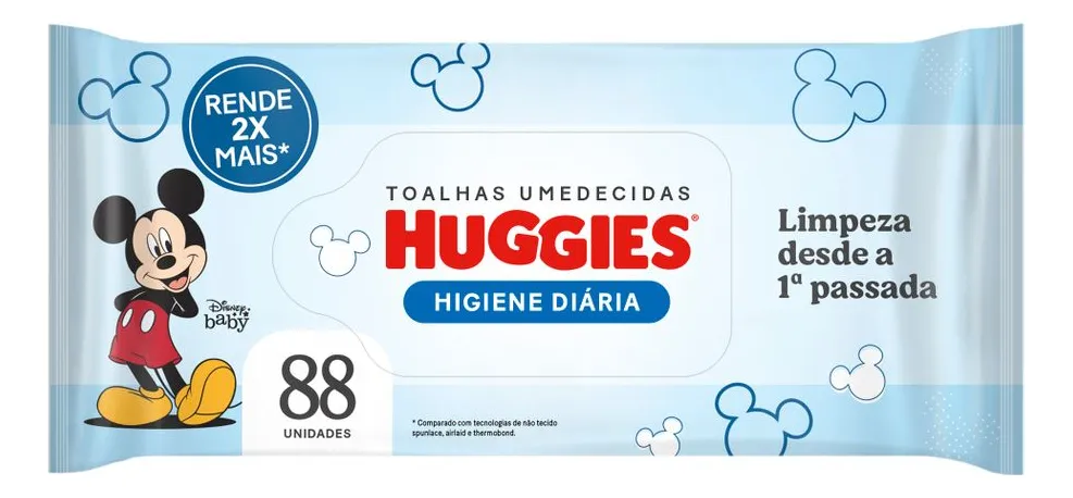 Lenço Umedecido Huggies Higiene Diária Rendem 2x Mais 88 Un