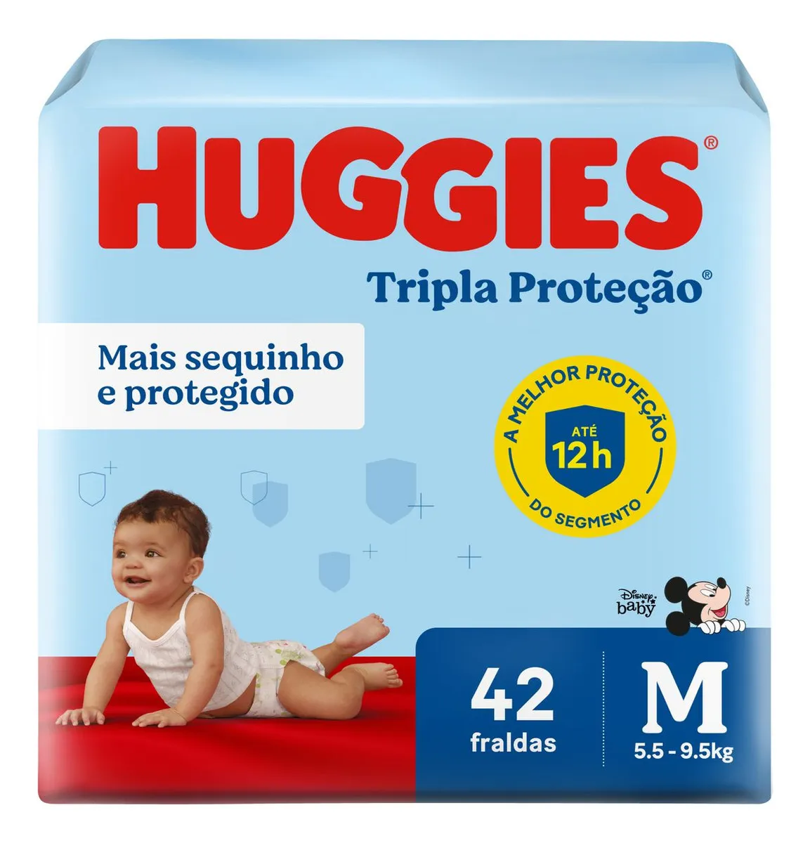 Fraldas descartáveis infantis com 42 unidades tripla proteção tamanho M Huggies