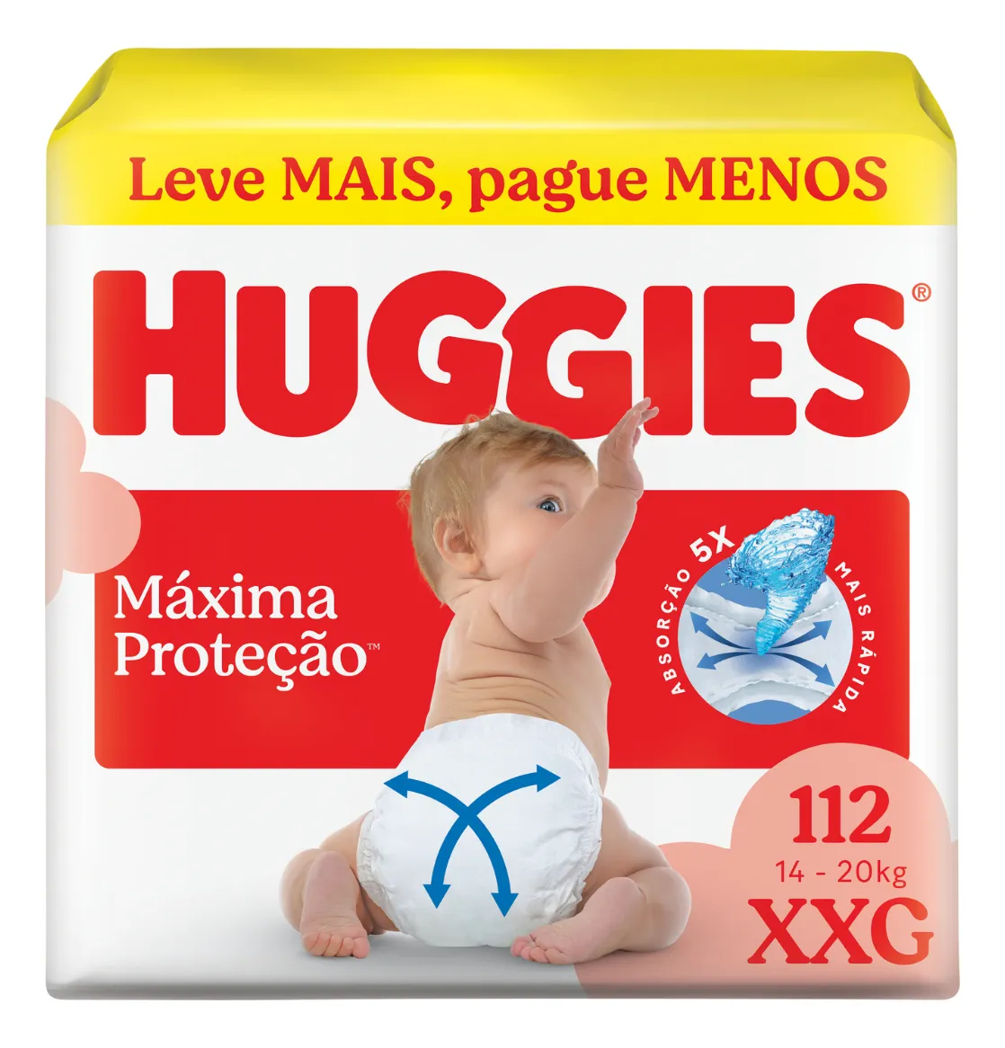 Huggies Fralda Descartável Máxima Proteção XXG - 112 Un