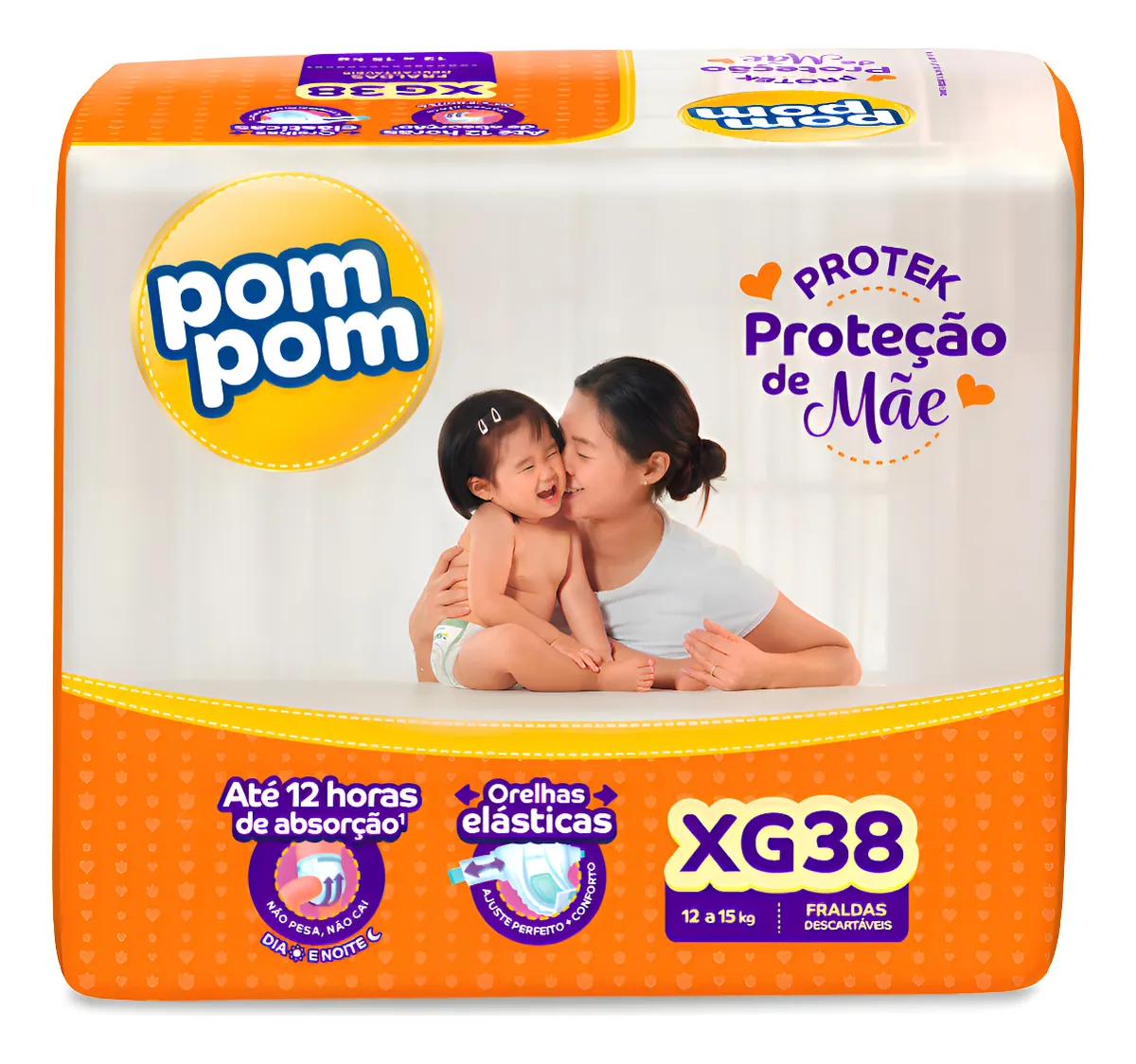 Fralda Pom Pom Protek Proteção De Mãe Mega Xg 38 Unidades Xg Sem Gênero